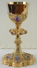Solid silver gilt antique French Gothic Chalice.